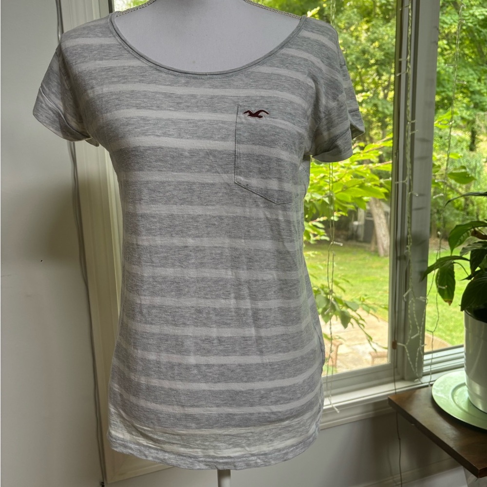 Vintage Hollister Light Gray Striped Tee